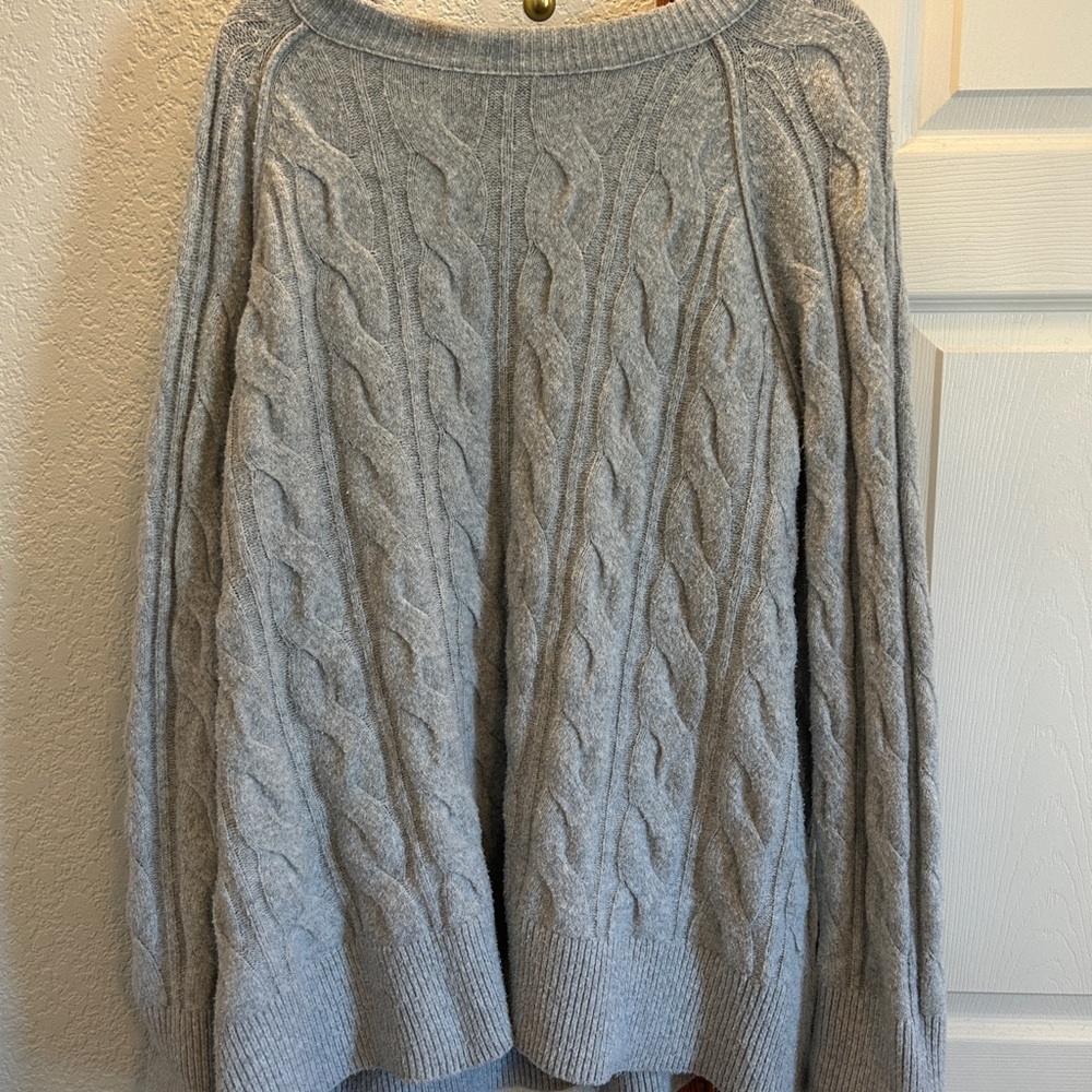Aerie Gray Cable Knit Sweater